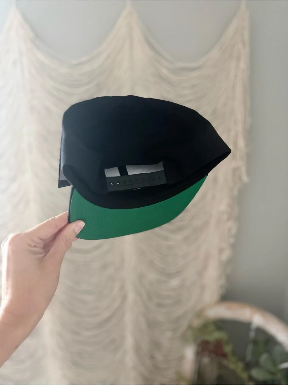 Trolls Black Snapback Hat with Red & Cream Support Patch